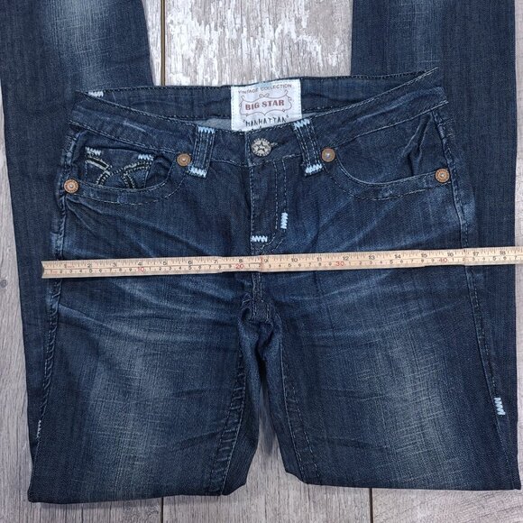 Big Star Jeans Womens 27x32 Manhattan Straight Leg Dark Denim Blue Western - Picture 7 of 10